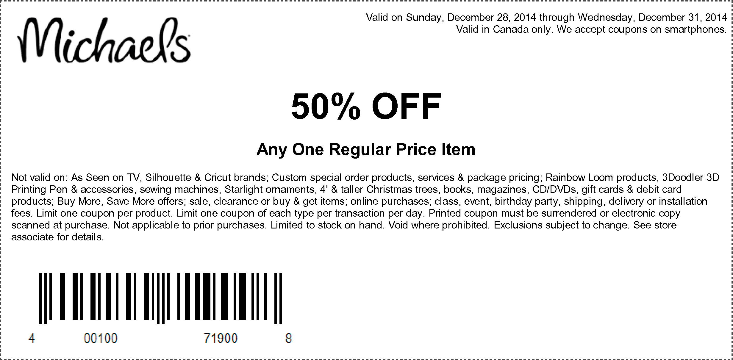 Michaels Store Coupons Printable