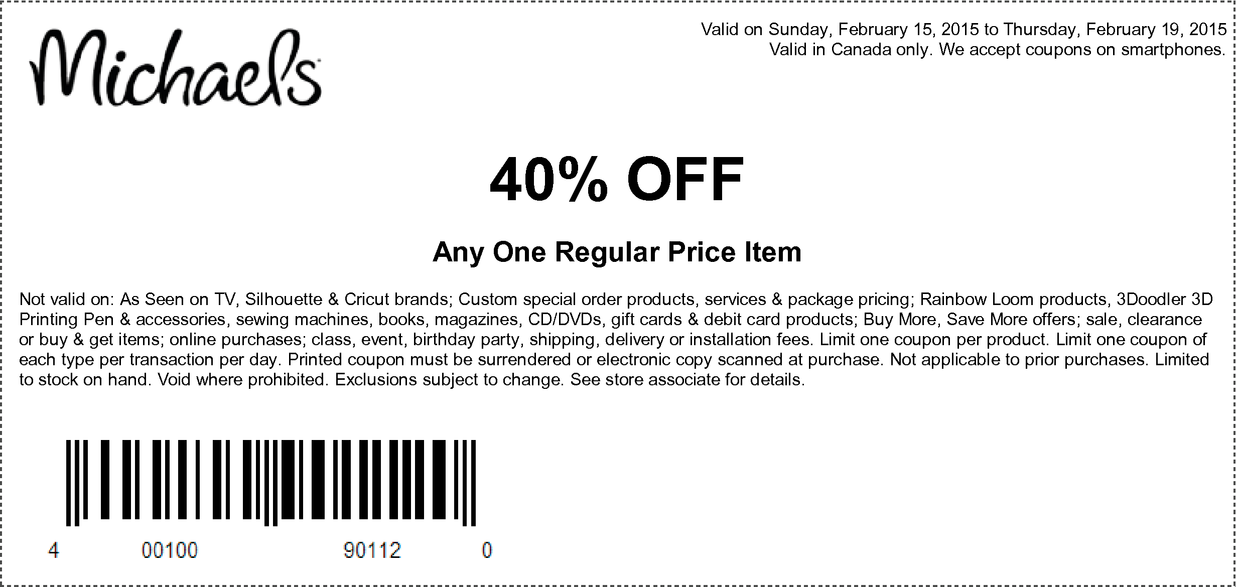 Michaels Coupons 25 Off Your Entire Purchase, 40 Off Any One Regular